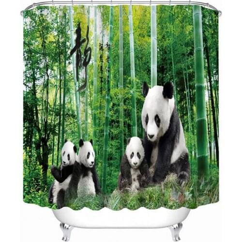 3D shower curtain bamboo forest panda pattern Polyester Fabric Waterproof Shower Curtain Eco-Friendly Bathroom Curtain Home