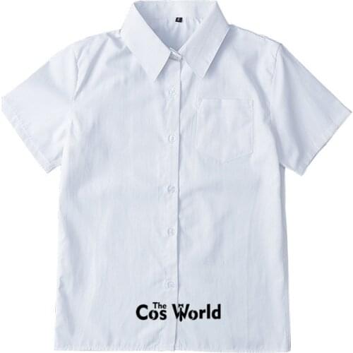 XS-5XL Mens Womens Summer V Neck Short Sleeve Slim White Shirt Tops Blouses For JK School Uniform Student Clothes