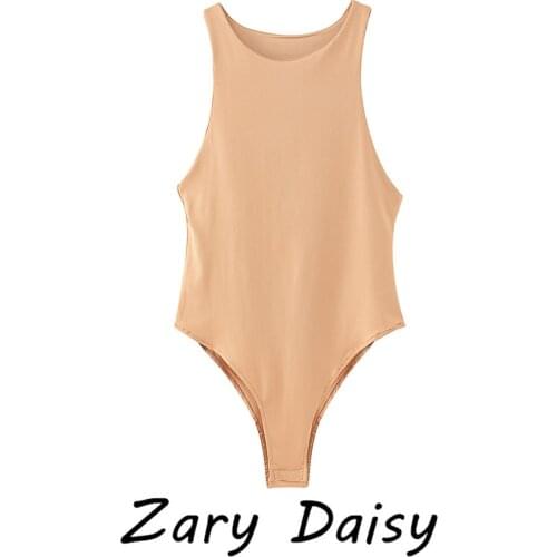 Zary daisy2021 Summer Womens Wear in Europe and America Blogger Solid Color Vest jumpsuit Sexy Sleeveless Round Neck Tight-fitt