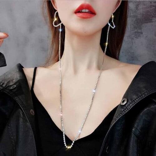 Zerong Ejewlery longer Drop Earrings rhinestone necklace Crystal Earrings for Women Fashion heart shape jewelry earring