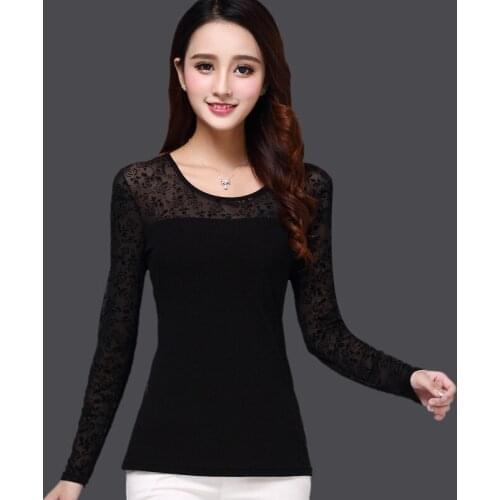 Korean Long Sleeve Mesh Lace Patchwork Shirt Women Latin Dance Tops Latin Dancing Dress Cloth Tango Chacha Dancing Performamnce