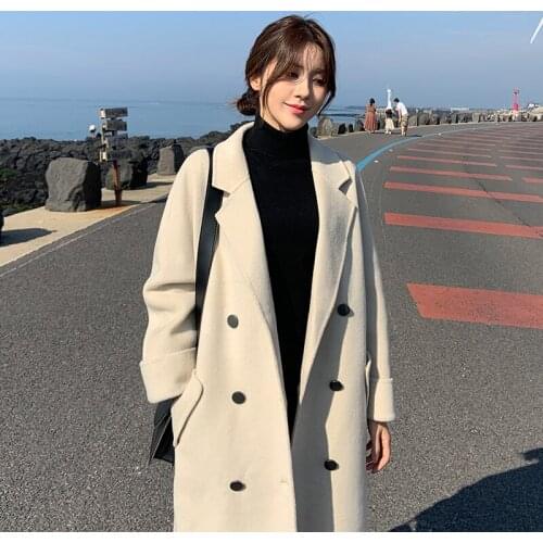 KMETRAM Winter Jacket Women Fashion Woolen Coat Female Jacket Korean Long Trench Coat Women Fashion Outwear Manteau Femme MN01