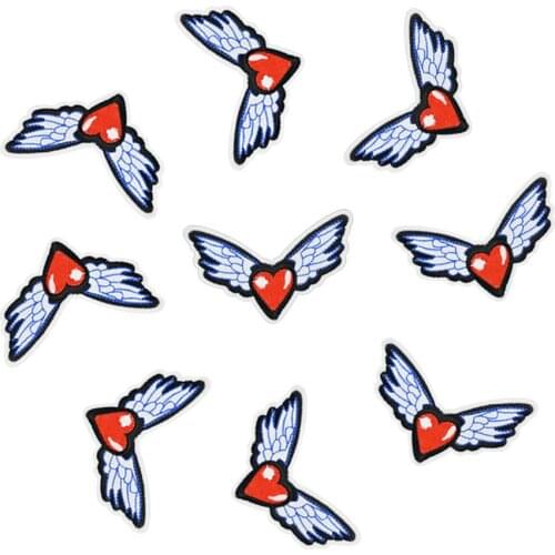 10PCS Love Wing Patches for Clothing Iron Embroidered Cute Patch Applique Iron on Patches Sewing Accessories Badge on Clothes