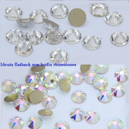 16cuts Quality Crystal AB white non hotfix flatback rhinestones Glitter crystal grass Strass stones Jewelry Clothing decoration