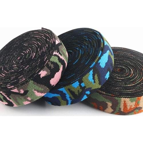 25mm Camouflage Pattern Elastic Band 2.5cm Elastic Ribbon Waist Band Apparel Bags Shoes Home Textile Sewing Accessories DIY 1m