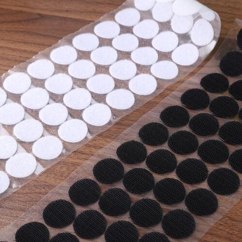 50/100 Pairs 10mm White Nylon Fabric Magic Sticky Back Round Coins Hook and Loop Self Adhesive Fastener Dots Tapes Hook Tape