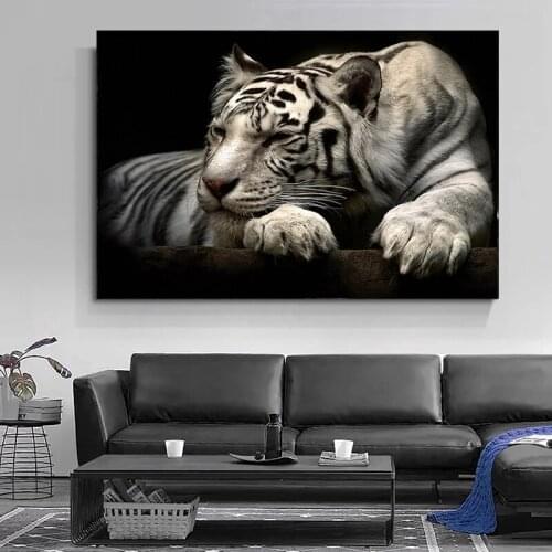Abstract Black and White Tiger Head Canvas Painting Modern Animals Posters and Print Wall Art Picture for Living Room Home Decor