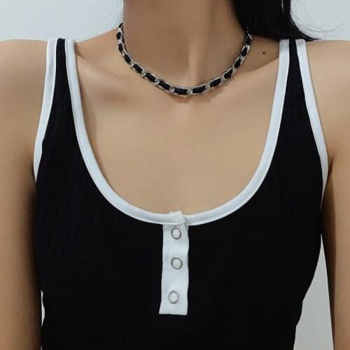 2020 Autumn Winter Punk Stainless Steel Cross Chain Choker Necklace Flannel Necklace Jewelry for Women Accessories