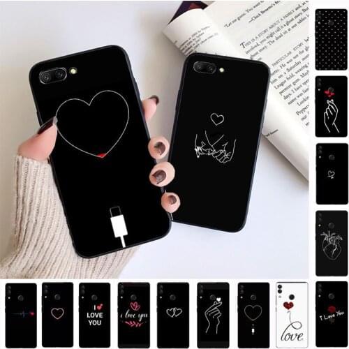Heart Love Black Cell Phone Case For huawei honor 10 10i 10lite 8c 8A 8X 9 9A 9lite 20 20s 20i 20lite mate20 Coque Shell