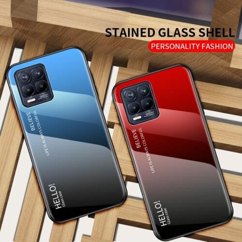 For OPPO Realme 7i Case Luxury Gradient Tempered Glass Phone Cover For Realme 8 7 6 5 3 Pro Case Coque Soft Bumper Shell Fundas