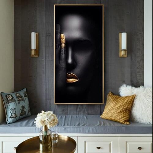Black and Gold African Nude Women Canvas Painting Wall Art Posters and Prints Scandinavian Cuadros Picture for Living Room Decor