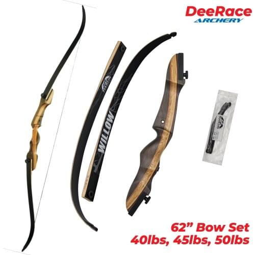 62" Inches Wood Archery Hunting Recurve Bow For Hunter 3D Hunting 40lbs 45lbs 50lbs With Dacron String Right Left Hand