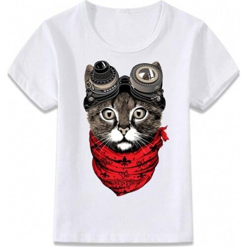 Kids T Shirt Adventurous Cat T-shirt Boys and Girls Toddler Tee oal055