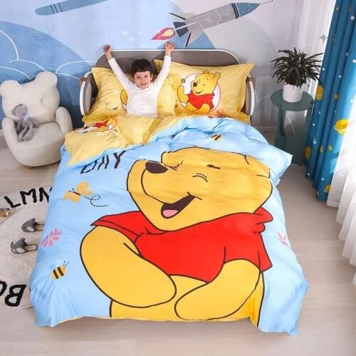 Disney Mickey Winnie Duvet cover Set Kids Bedding Twin Size Bedspread 100% Cotton McQueen Queen Bed Sheet Sets Boys Girls Single