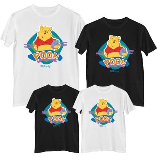 Disney Winnie the pooh T shirt Comfortable 100% cotton Fashion family clothes mother father and children Matching t shirts