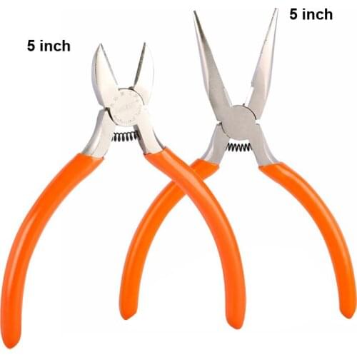 JAKEMY JM-CT2-1 JM-CT2-2 Nickel Plated Mini Pliers 5 Inch Diagonal Long Nose Cutting Pliers