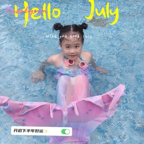 2021 Kids Girls Swimming Mermaid Tail Costume Cosplay Children Rainbow Swimsuit Fantasy Beach Bikini Monofin Fin Princess Dress
