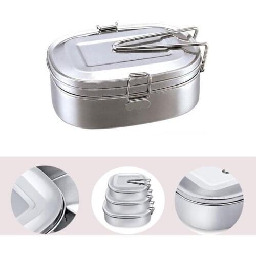 Stainless Steel Lunch Box Double Layers Adult Student Lunch Container Sealed Leakproof Rectangular ланч бокс Bento Lunch Box