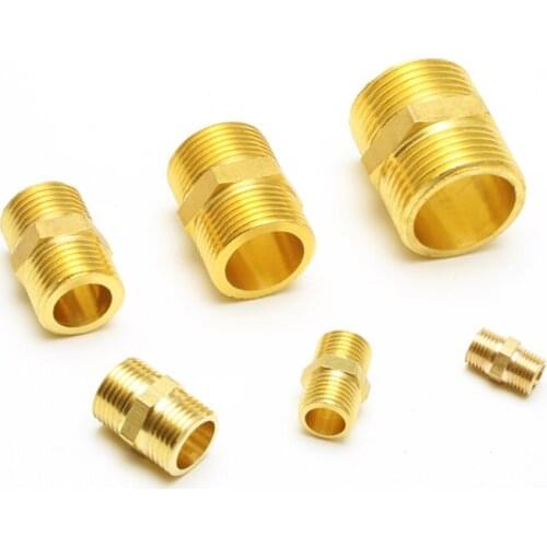 Double outer filament Brass Pipe Hex Nipple Fitting Quick Adapter 1/8" 1/4" 3/8" 1/2" 3/4" 1" BSP Male Thread Water, Connector