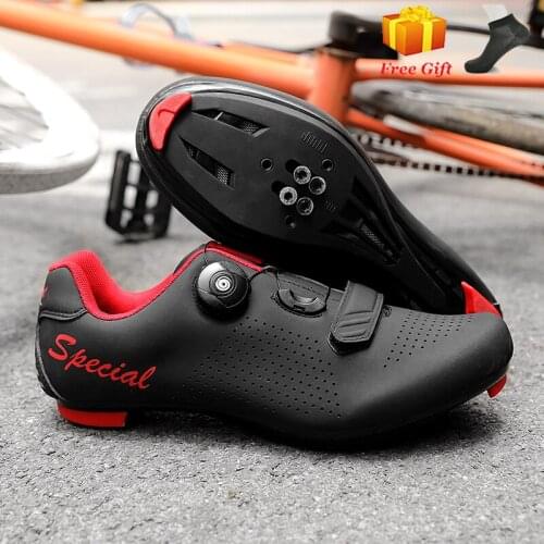 2021White Lightweight Road Cycling Shoes Breathable Racing Bike SPD Cleat Shoes Professional Self-Locking Bicycle Sneakers Black