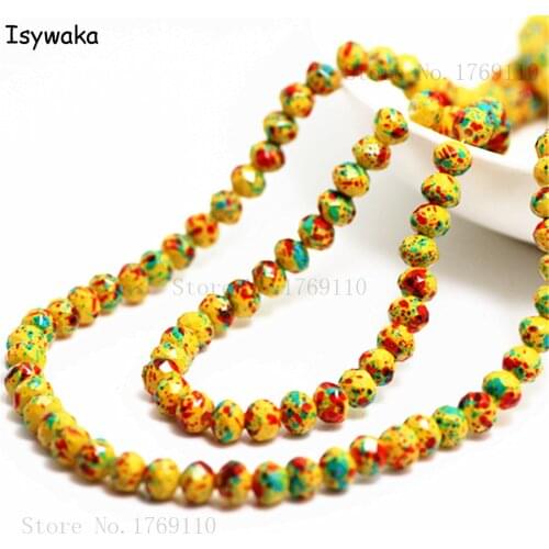 Isywaka Fashion 4x6mm 50pcs Rondelle Austria faceted Crystal Glass Beads Loose Spacer Round Beads for Jewelry Making No.23R6