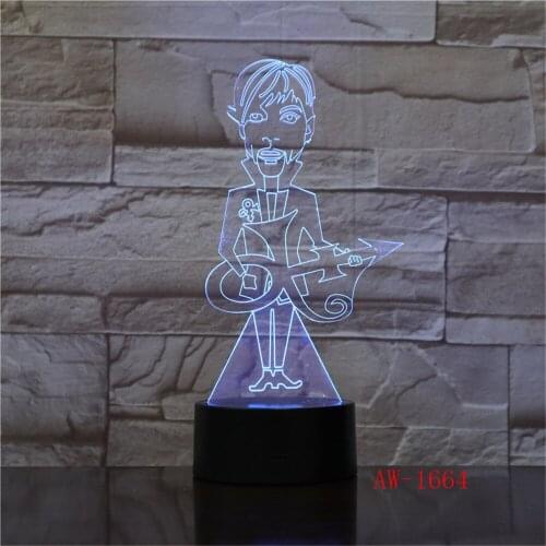 Cartoon Guitar Man 3D Lamp LED Night light 7 Colors Change Touch Mood Lamp Party Present Home Decor Dropshippping AW-1664