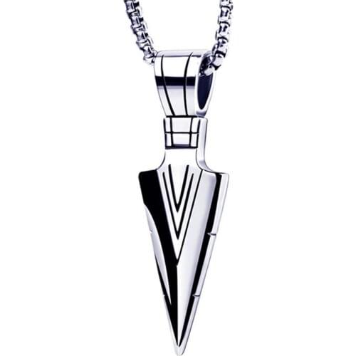 Mens Necklace Fashion Jewelry Black Gold Silver Color Arrow Head Pendant Long Chain Necklaces Hip Hop Punk Gift For Men Women