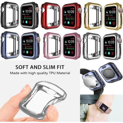 Soft TPU Frame Case For Apple Watch Case 40mm 44mm Series 5 4 Protective Cover Case Bumper For IWatch Full Watch Shell Skin
