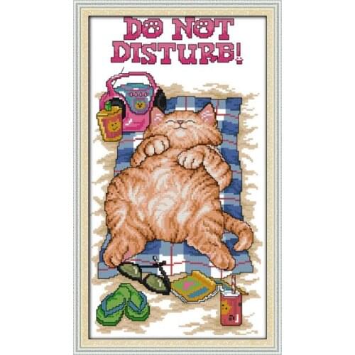 Do not disturb cross stitch kit animal lazy cat 14ct 11ct count printed canvas x stitching embroidery DIY handmade needlework