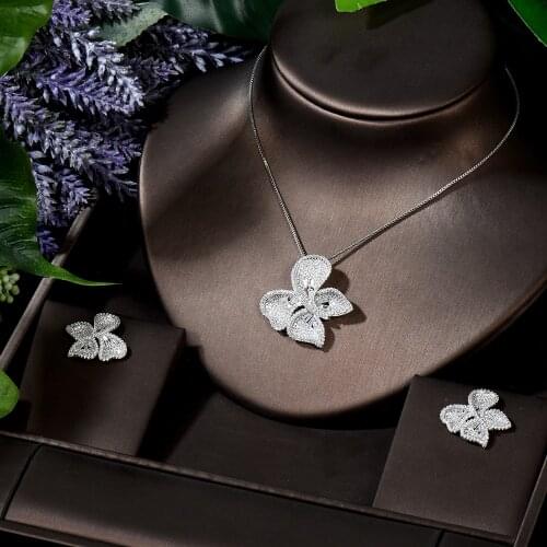 HIBRIDE Fashion Flower Bridal AAA Zircon Shiny Jewelry Sets for Women Necklace Earring Jewelry Sets Party Wedding Gifts N-1680