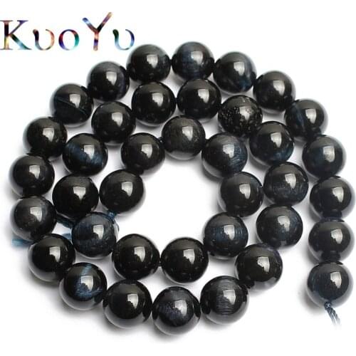 Wholesale Natural Dark Blue Tiger Eye Stone Beads High Quality Round Loose Bead 15"4/6/8/10/12mm Pick Size DIY Bracelet Necklace
