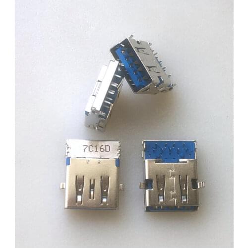 Original USB 3.0 socket female inclined port 9p blue rubber core USB STD a interface connector