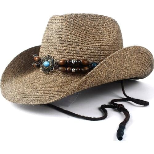 2019 Summer Women Men Hollow Western Cowboy Hat Lady Dad Beach Sombrero Hombre Straw Panama Cowgirl Jazz Sun Cap Size 56-58CM