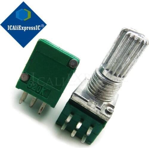 10pcs RK097G 20K single linked potentiometer B20K with a switch audio 6pin shaft 15mm amplifier sealing potentiometer In Stock