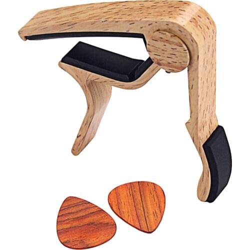 Practical Aluminum Guitar Capo Tuner with Wood Picks Quick Response