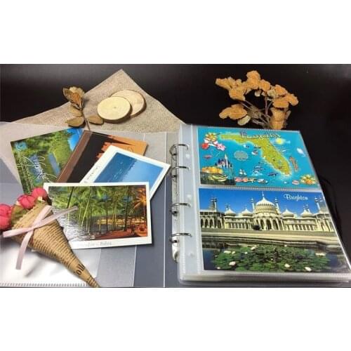 Transparent B5 Photocard Holder 4 Pocket Card Sleeves Multi Size Postcard Album 4 Ring Binder For Cards