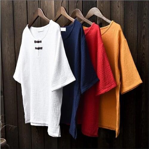 Plus size M-6XL Women half sleeve cotton linen shirts,2020 Summer brand loose casual Tops Women Blouses big size women shirts