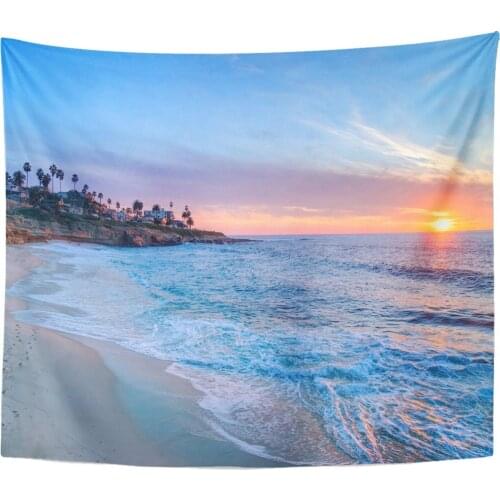 Blue Magnificent Sunset Beach in La Jolla California Colorful Home Decor Wall Hanging