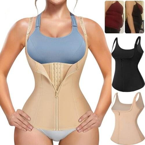 Neopren Waist Trainer for Women Workout Vest Plus Size Trimmer Belt Sauna Sweat Corset Cincher Tank Tops with Zipper Shapewear
