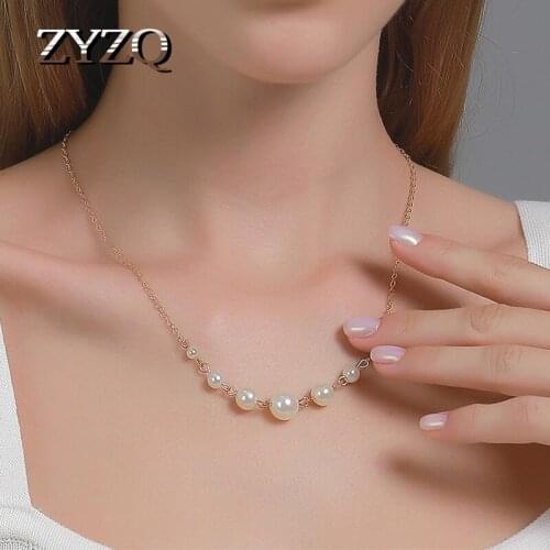 ZYZQ Harajuku Style Female Necklace Temperament Seven Imitation Pearls Short Clavicle Chain Valentines Day Gift For Lover