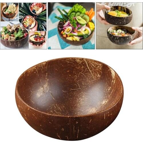 1pc Eco Friendly Coconut Bowls Creative Wooden Bowl for Salad Noodle Breakfast Party Ice Cream Pasta Porridge Cereal