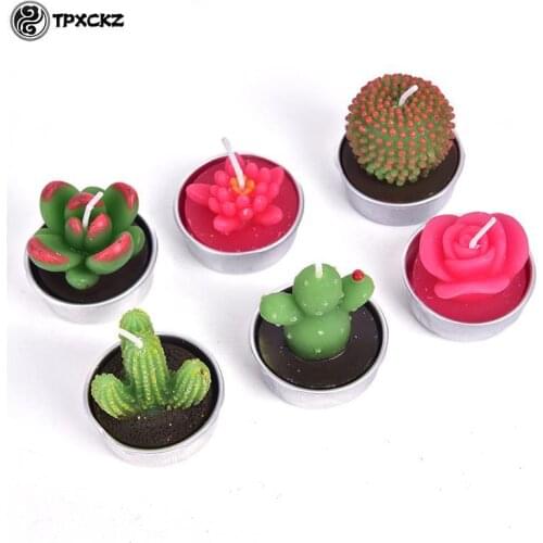 1Pc Creative 3D Cactus Candles Simulated Plants Smokeless Scented Candle Valentine Day Gift Party Ornament Home Decoration