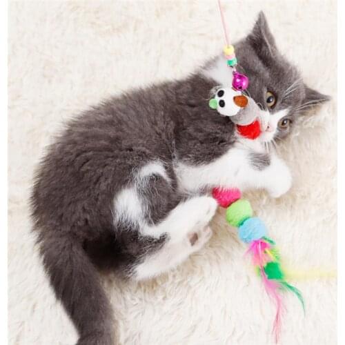2PCS Cat Teaser Wand Artificial Feather Cat Wand Toy Cat Interactive Toy