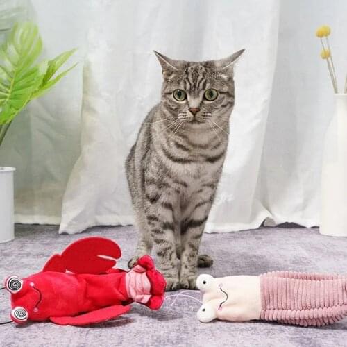 2021NEW High Grade Cat Toy Electric Moving Lobster Dog Toys Interactive Realistic Flopping Shrimp Catnip Teeth Grinding Pet Toys
