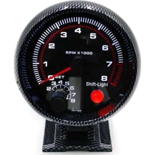 95mm Racing Car 0-8000 RPM Meter Carbon Tachometer Gauge With Shift Light Mounting Bracket Auto boat moto car modification