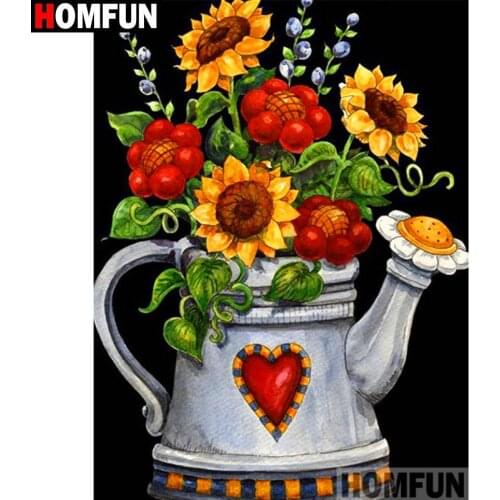HOMFUN Full Square/Round Drill 5D DIY Diamond Painting "Flower pot" 3D Diamond Embroidery Cross Stitch Home Decor A19170