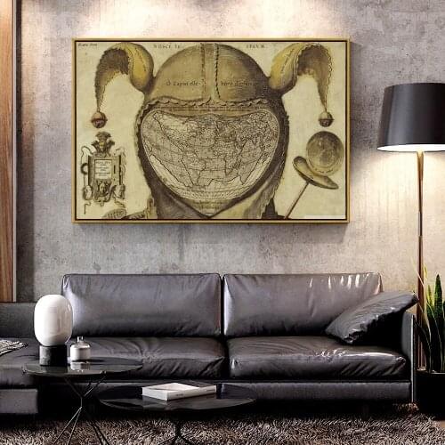 Artcozy Oil Canvas Painting fools_cap_map_of_the_world For Home Decoration Wall Art