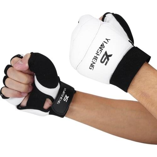 White Kids Adult Half Finger Fight Boxing Gloves Mitts Sanda Karate Sandbag Protector for MMA Muay Thai Kick Boxing Training