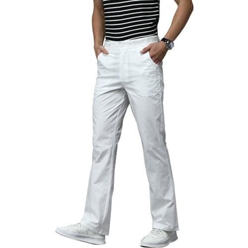 Spring And Summer Thin Men FIared Pants Business Casual Stretch Slim Fit Korean Version Black Kahki Gray White Boot Cut Trousers