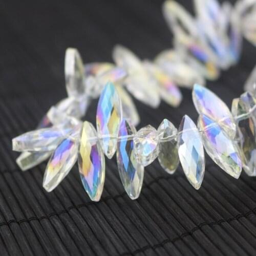 New Arrival 50pcs 7*22mm Faceted Marquise Shape White AB Crystal Beads Loose Charm DIY Beads For Luxury Europe Jewelry Making